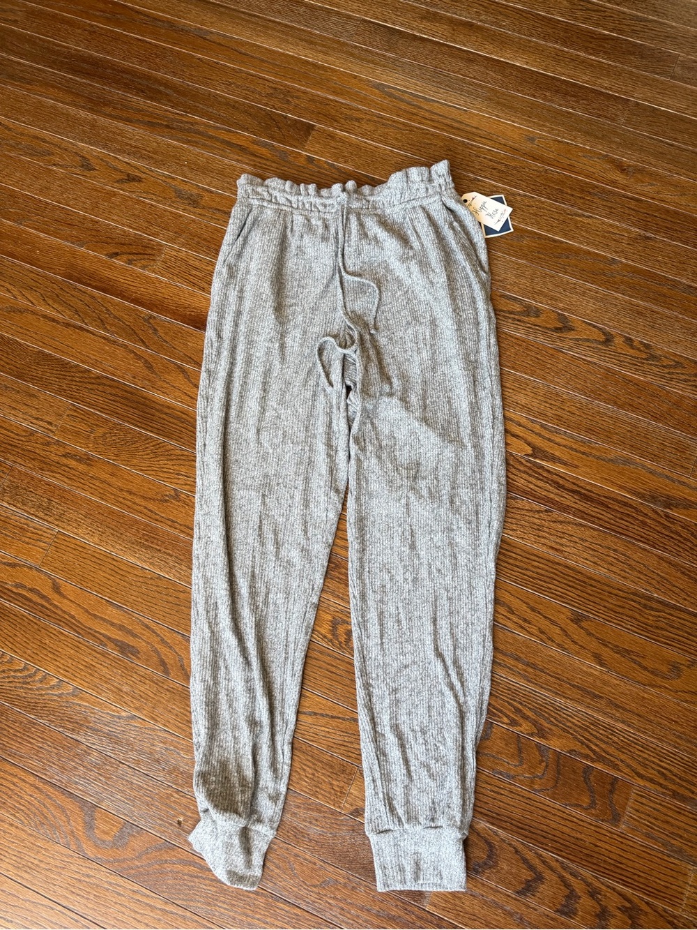 Hippie Rose Light Gray Ribbed Lounge Pants